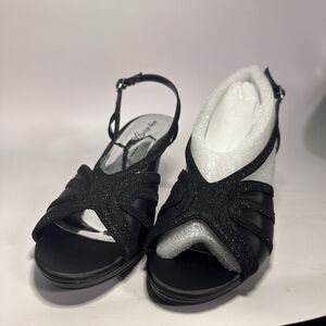 NEW Easy Street Alive 5 Starlight Black Glitter Slingback Dress Sandals  8.5M